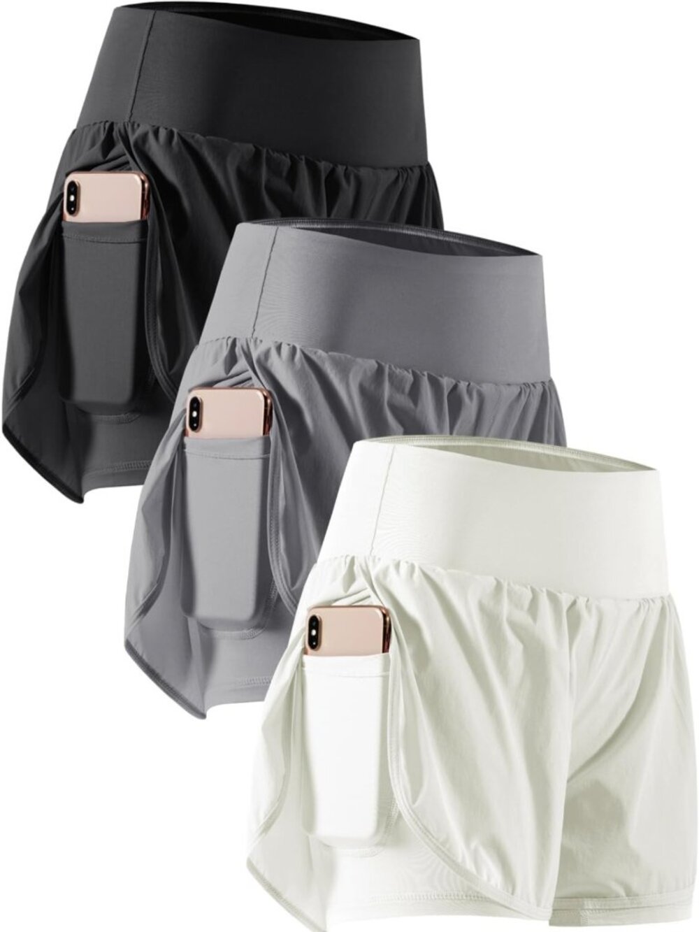 2-in-1 Women's Athletic Workout Shorts with Phone Pockets for Gym & Running